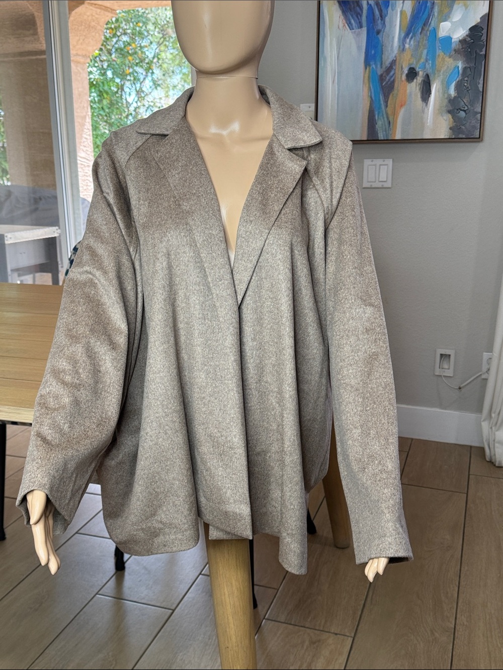 Eskandar Size 1 Cashmere Mink Oversized Jacket Taupe Made in England